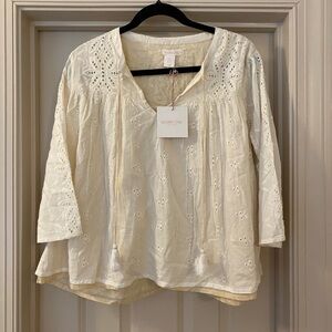NWT Shabby Chic S Cream Eyelet Blouse